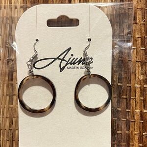 Brown Cow Horn Hoop Earrings